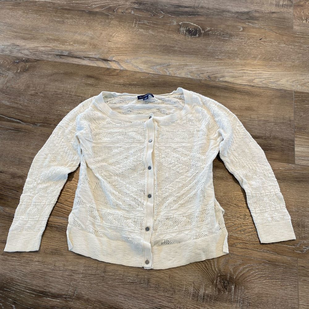 American Eagle Outfitters Cream Cardigan Sweater